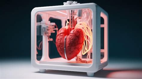 Premium Ai Image D Printer Prints A Human Heart Medical Implantation