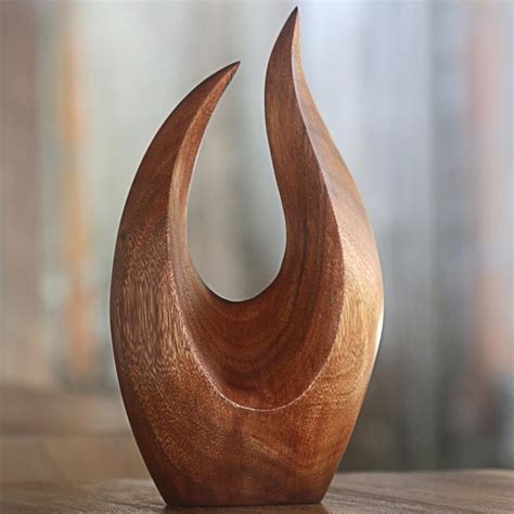 Wood Sculpture Fire Flames Abstract Wood Carving Wooden Sculpture