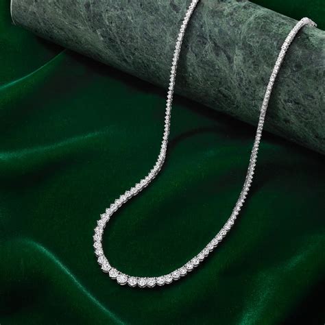 5 00 Ct T W Diamond Graduated Tennis Necklace In Sterling Silver