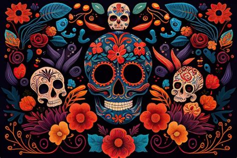 Premium AI Image Dia De Los Muertos Background Day Of The Dead Bones