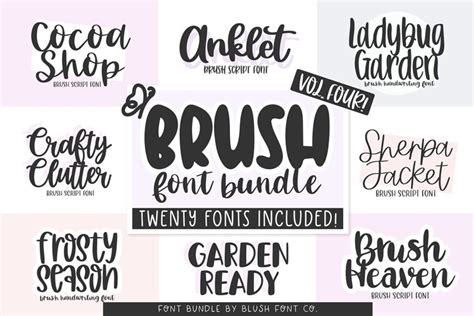 20 Fonts Brush Font Bundle Vol 4 By Blush Font Co