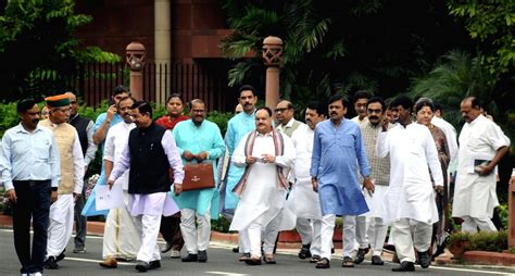 Bjp President Jp Nadda Along With Party Mps After A Meeting