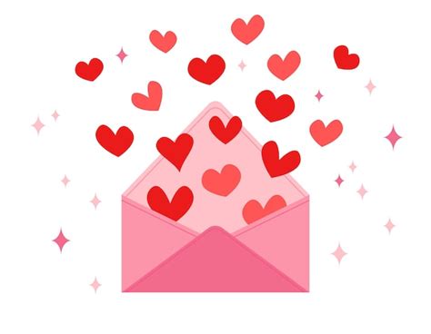 Premium Vector Hearts Fly Out Of Empty Envelope Valentines Day Flat