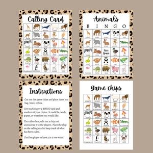 Animals Bingo Cards, Printable Animal Learning Game for Kids ...