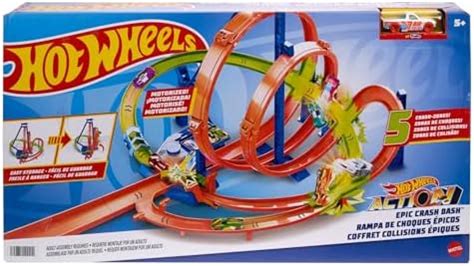 Hot Wheels Toy Car Track Set Action Epic Crash Dash With 1 64 Scale