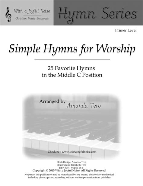 Simple Hymns For Worship 25 Middle C Position Primer Sheet Music Arr Amanda Tero By Various