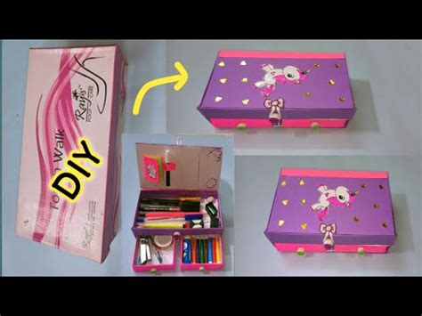 Diy Pencil Box Footwear Box Reuse Idea Cardboard Pencil Box Diy