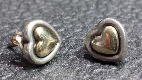 Retired James Avery Sterling Silver And 14k Gold True Heart Earrings