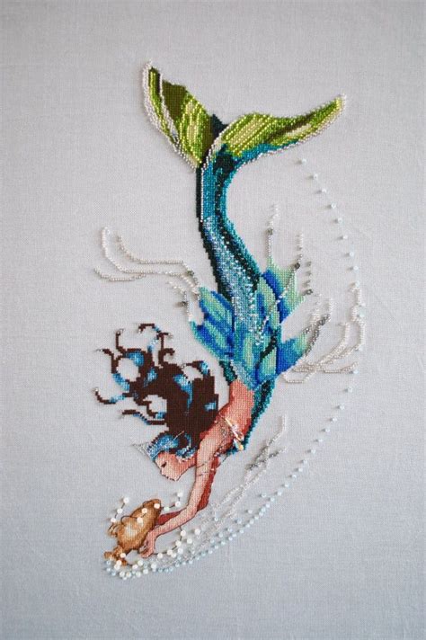 Completed Mirabilia Cross Stitch Mediterranean Mermaid Md By Nora