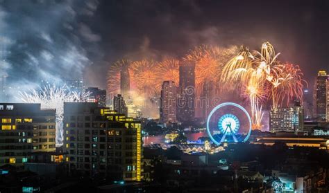 New Year Fireworks Celebration in Bangkok, Thailand Editorial Stock ...