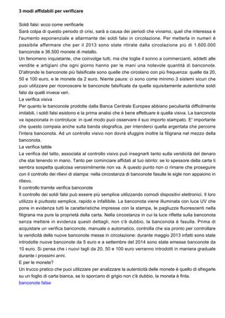 Metodi Sicuri Per Controllare Banconote False Pdf