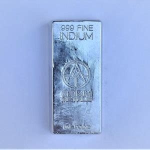 1 Pound 999 Fine Indium Bullion Bar Hand Poured Hand Stamped Grimm