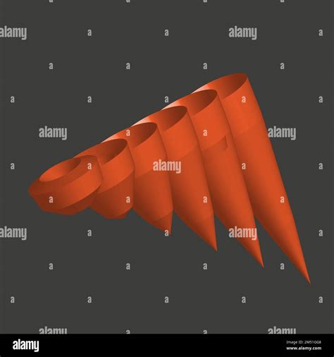 Abstract Brick Color Hollow Cone 3d Composition On Grey Stock Vector