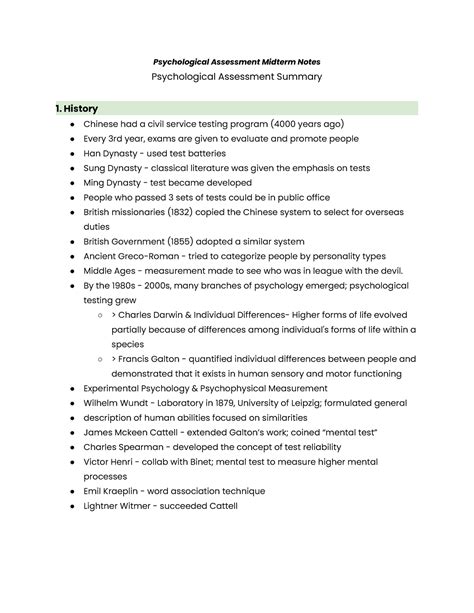 Psychological Assessment Notes Psychological Assessment Midterm Notes