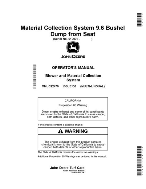 John Deere Material Collection System Bushel Dump From Seat