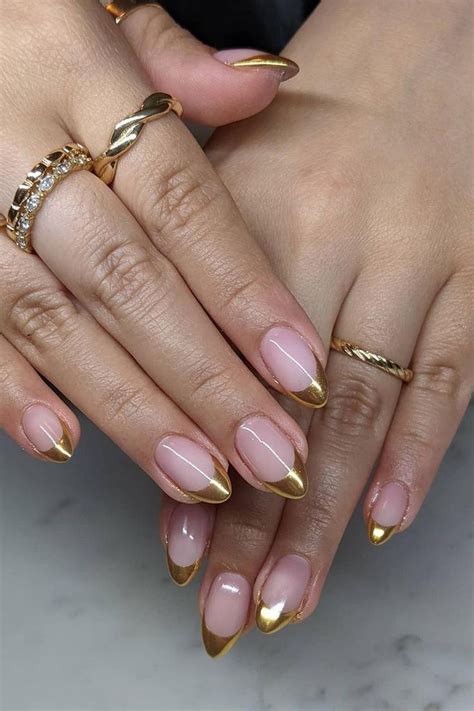 35 Cute And Trendy Gold French Tip Nails Ideas For 2024 In 2024 Gold