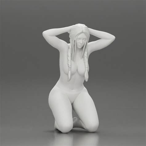 D Printable Naked Chola Girl In Open Shirt Sitting Putting His Hands Behind Head By DGeschaft