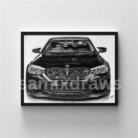 BMW Realistic Drawing | Charcoal Pencils | Framed A4 Size | Art Print ...