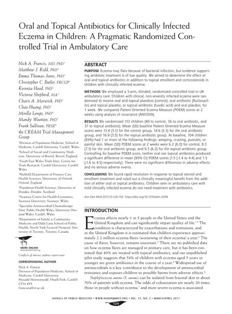 (PDF) Oral and Topical Antibiotics for Clinically Infected Eczema in ...