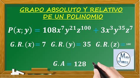 GRADO ABSOLUTO Y GRADO RELATIVO DE UN POLINOMIO Ejercicio YouTube