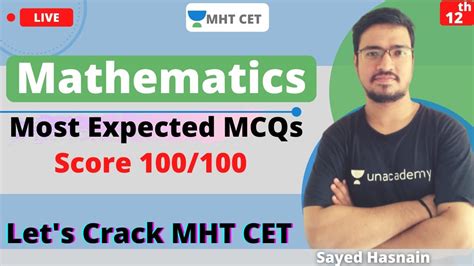 Unacademy Mht Cet Most Expected Mcqs Mathematics Score