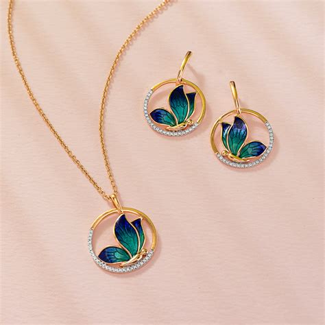 Buy Encircle Blue Butterfly Diamond Matching Set Online Caratlane