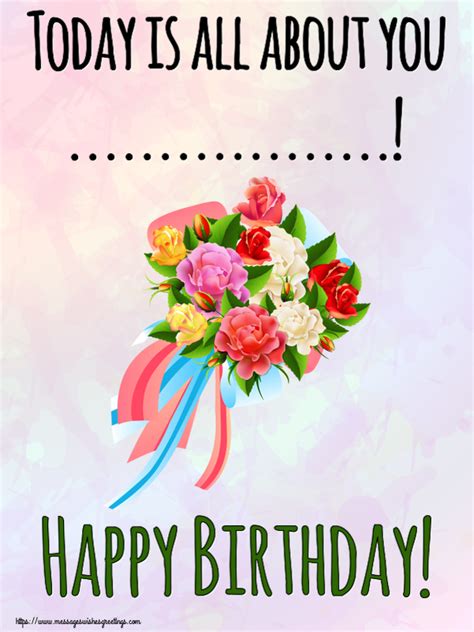 Custom Greetings Cards For Birthday Flowers Wish You All The