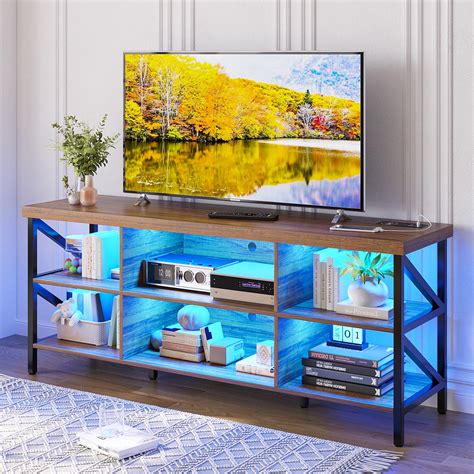 Hnebc Led Tv Stand With Charging Station Entertainment Center With