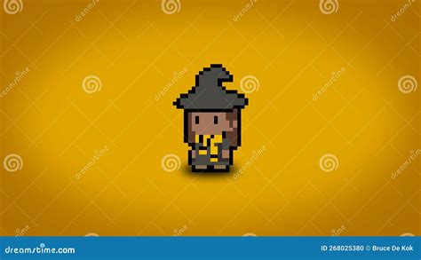 Pixel Yellow House Wizard Wallpaper High Res 8 Bit Background Stock
