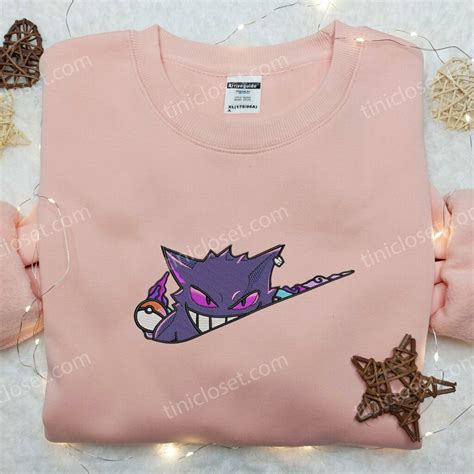 Nike Gengar Embroidered Sweatshirt Pokemon Embroidered Hoodie Best Ts For Anime Fans