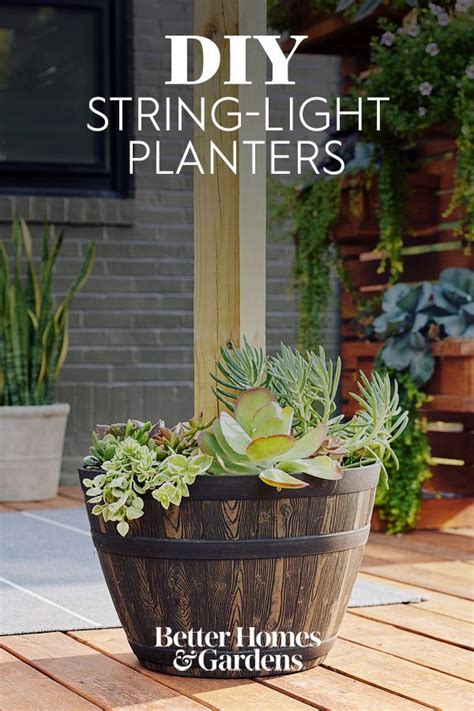 Diy String Light Planters For Outdoor Ambiance