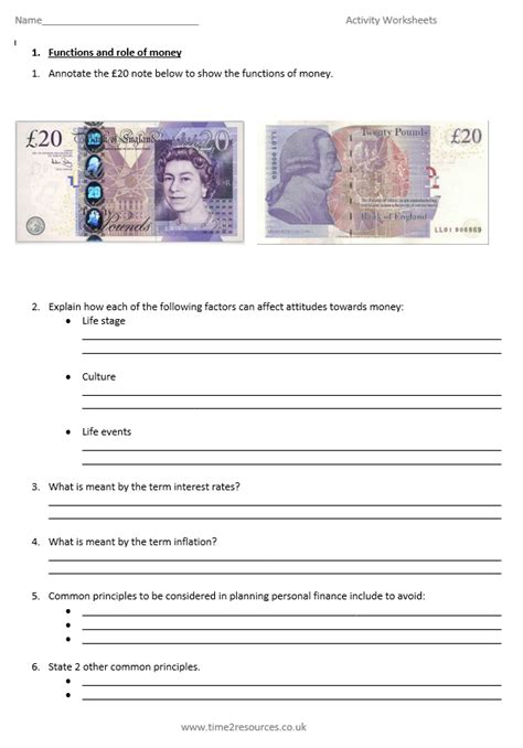 Pearson Btec Level 3 Business Unit 3 Personal And Business Finance Activity Worksheets