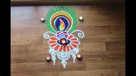 Simple Freehand Diwali Special Rangoli Designs With Colours Diwali