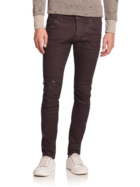 G-Star RAW Denim Slim-Fit Zip-Knee Moto Jeans in Brown for Men - Lyst