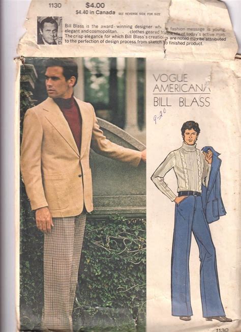 1130 Vogue Bill Blass C1974 Jacket And Pants Mens Sz Ch 44 W 39 Ebay