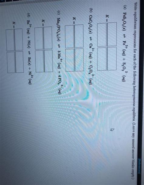 Solved References Write Equilibrium Expressions For Each Of Chegg