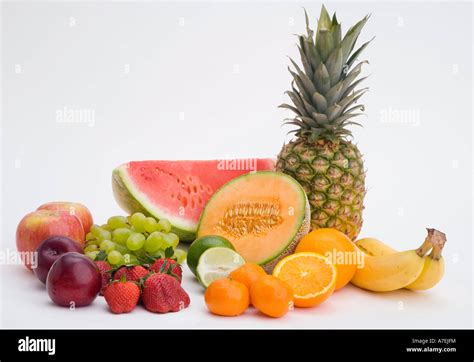 Variety Of Fruit Watermelon Apples Banana Grapes Strawberries