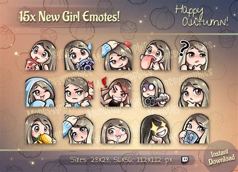 Twitch emotes Lindo cabello rubio oscuro Girl chibi emotes Etsy España