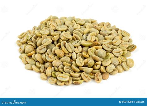 Green Coffee Beans Isolated On White Stock Photo Image Of Heap Drink