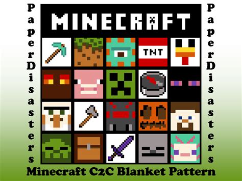 Large Minecraft C2c Blanket Pattern Digital Etsy