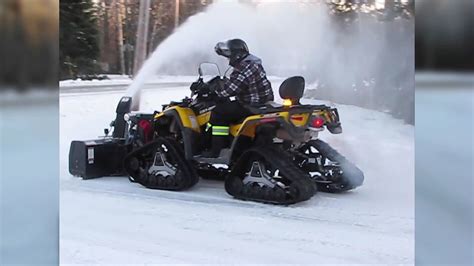 Atv Snowblower Berco 54 20hp Shredding Snow On Can Am Outlander Youtube