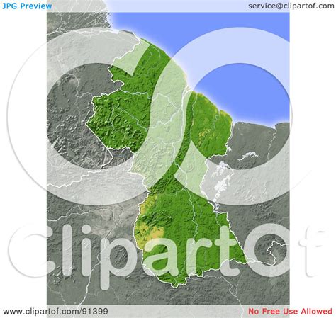 Royalty Free RF Clipart Illustration Of A Shaded Relief Map Of Guyana