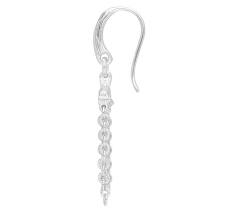 Ariva Sterling Silver White Topaz Cascading Cha In Earrings