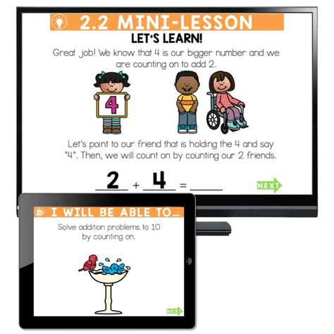 Lucky To Learn Math 1st Grade Lesson 2 2 Count On To 10 Teaching Slides Lucky Little