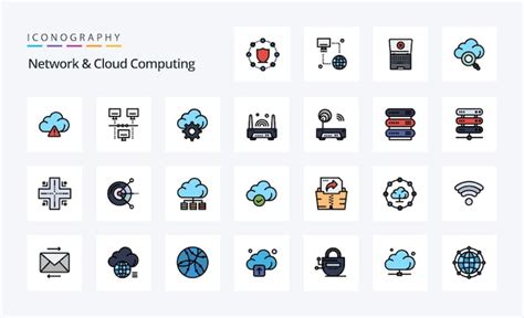 Premium Vector Network And Cloud Computing Line Filled Style Icon