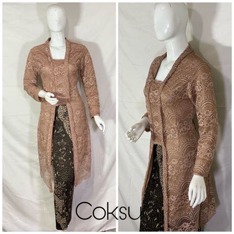 Jual Realpict Setelan Kebaya Brokat Kutubaru Tunik Kutubaru Brokat