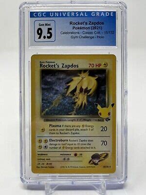 Rockets Zapdos Pokemon Celebrations Cgc Gem Mint Gym