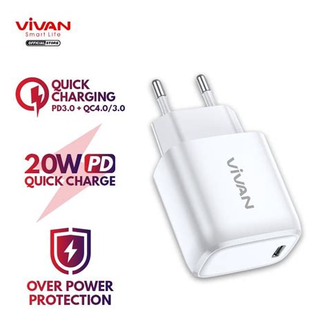 Jual KEPALA Charger VIVAN USB C POWER 20 3 A 20W Shopee Indonesia