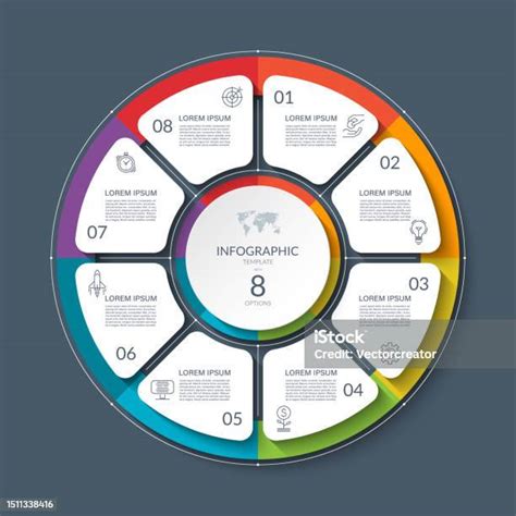 8개의 옵션 부품이 있는 인포그래픽 서클 비즈니스 인포그래픽을 위한 8단계 주기 다이어그램 프로세스 차트 프레젠테이션을 위한