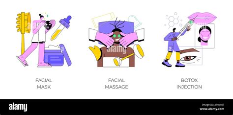 Professional Skincare Abstract Concept Vector Illustration Set Facial